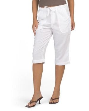 Marshalls Petite Drawstring Waist Capri Pants For - White