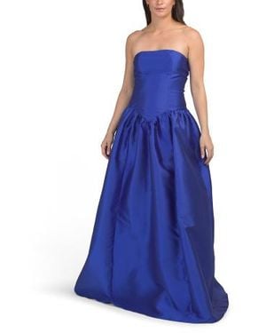 Marshalls Dropped Waist Strapless Mikado Gown For - Blue