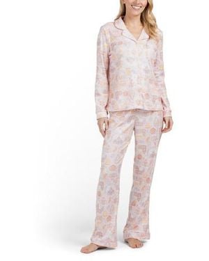 Marshalls 2Pc Ladies Gingerbread House Pointelle Pajama Set - Pink