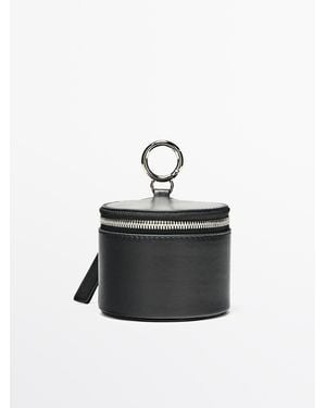 MASSIMO DUTTI Round Nappa Leather Bag With Rhinestones - Black