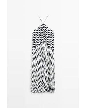 MASSIMO DUTTI Wijdvallende Midi-Jurk Met Print - Wit