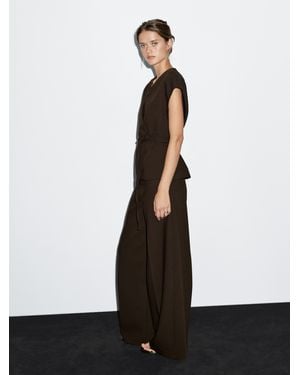 MASSIMO DUTTI High-Waist Wide-Leg Trousers - White