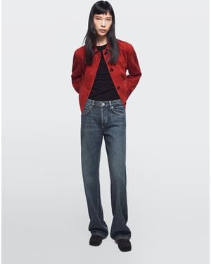MASSIMO DUTTI Mid-Rise Wide-Leg Jeans - Red