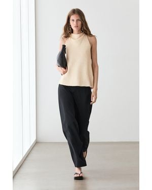 MASSIMO DUTTI Top En Maille Avec Lin - Blanc