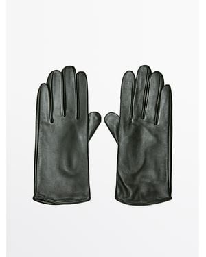 MASSIMO DUTTI Nappa Leather Gloves - Green