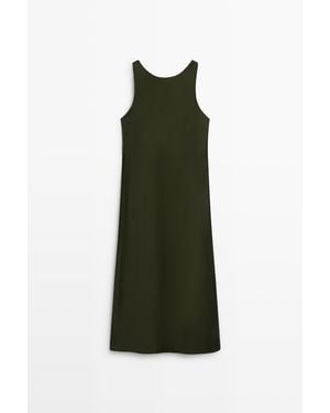 MASSIMO DUTTI Satijnen Midi-Jurk - Meerkleurig