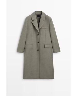 MASSIMO DUTTI Lange 100% Wollen Jas - Meerkleurig