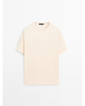 MASSIMO DUTTI Regular Fit T-Shirt Met Ronde Hals - Wit