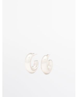 MASSIMO DUTTI Oval Hoop Earrings - White