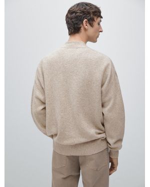 MASSIMO DUTTI Cardigan À Col En V En Laine Mélangée - Neutre