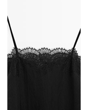 MASSIMO DUTTI Lace Camisole Top With Ruffled Hem - Black