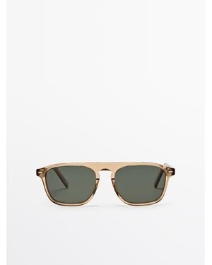 MASSIMO DUTTI D-Frame Sunglasses - Natural