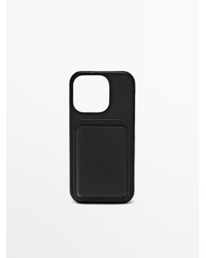 MASSIMO DUTTI Nappa Leather Iphone 16 Pro Case - Black