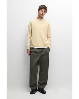 MASSIMO DUTTI Wool Blend Round Neck Knit Jumper - Natural
