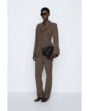 MASSIMO DUTTI Pantalón Fino Con Lino - Marrón