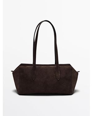 MASSIMO DUTTI West-Umhängetasche Aus Rauleder - Schwarz