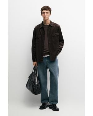 MASSIMO DUTTI Sobrecamisa Detalle Bolsillos 100% Algodón - Negro