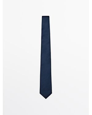 MASSIMO DUTTI Corbata Estructura 100% Seda - Azul
