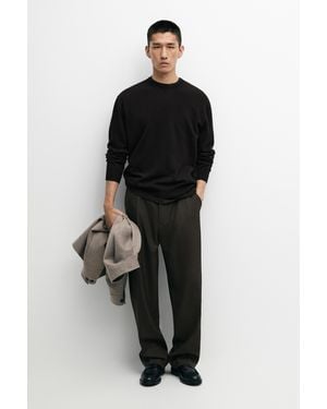 MASSIMO DUTTI 100% Cashmere Ribbed Knit Jumper - Black