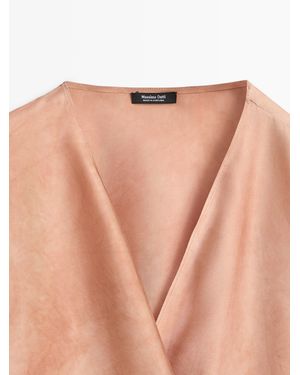 MASSIMO DUTTI Flowing Surplice Blouse - White