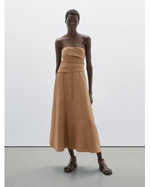 MASSIMO DUTTI Strapless Linen Dress - Natural