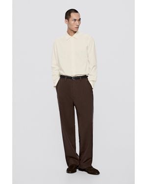 MASSIMO DUTTI Trousers 100% Wool - White