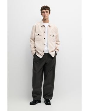 MASSIMO DUTTI Sobrecamisa Detalle Bolsillos Pana - Neutro