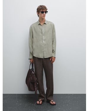 MASSIMO DUTTI Regular Fit Striped Shirt - Grey