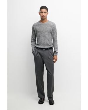 MASSIMO DUTTI 100% Wool Straight-Leg Pants - Gray