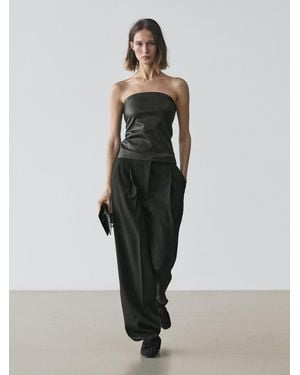 MASSIMO DUTTI Top Senza Spalline - Nero