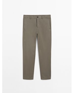 MASSIMO DUTTI Slim Fit Broek Met Structuur - Grijs