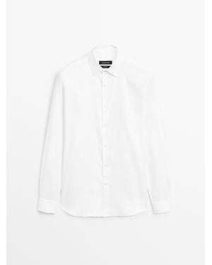 MASSIMO DUTTI Slim Fit 100% Cotton Oxford Shirt - White