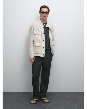 MASSIMO DUTTI Total Look Linen Overshirt - Grey