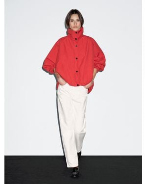 MASSIMO DUTTI High Neck Bomber Puff Jacket - Red