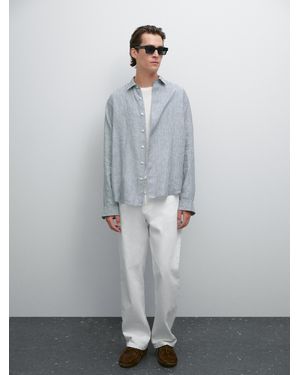 MASSIMO DUTTI Regular Fit Striped Shirt - Grey