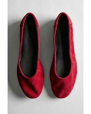 MASSIMO DUTTI Suede Ballerinas With Round Toe - Red