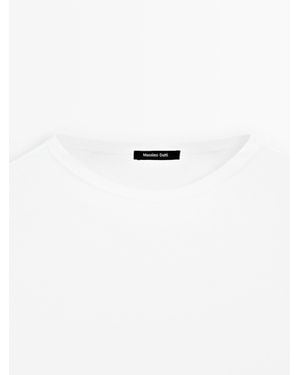MASSIMO DUTTI Long Sleeve Cotton Sweatshirt - White