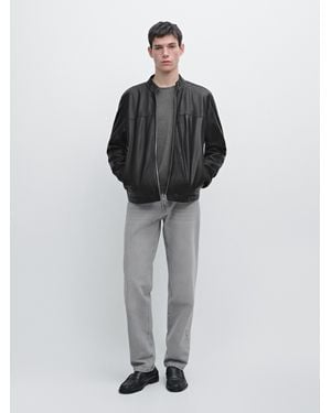 MASSIMO DUTTI Nappa Sheepskin Jacket - Black