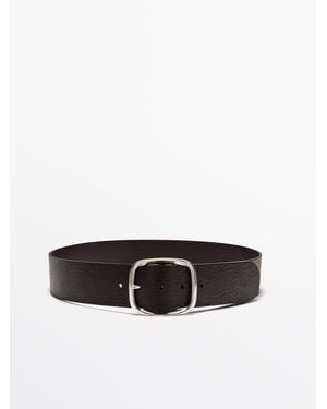 MASSIMO DUTTI Riem Van Nappaleer Met Rechthoekige Gesp - Wit