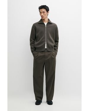 MASSIMO DUTTI Pleated Barrel Fit Trousers - Green