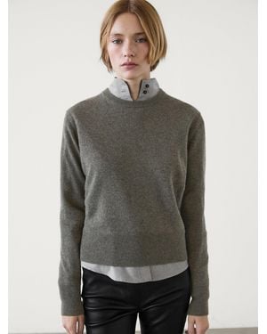 MASSIMO DUTTI Wool Blend Round Neck Jumper - White