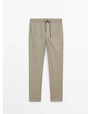 MASSIMO DUTTI Jogger Fit Poplin Trousers - White