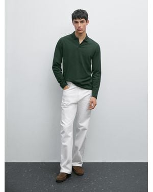 MASSIMO DUTTI Polo Manches Longues En Piqué Mercerisé - Vert
