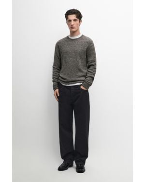 MASSIMO DUTTI Cotton Knit Sweater With Round Neck - Gray