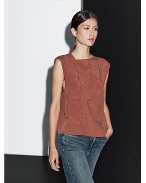MASSIMO DUTTI Bluse Mit Seitlicher Silberfarbener Knopfleiste - Mehrfarbig