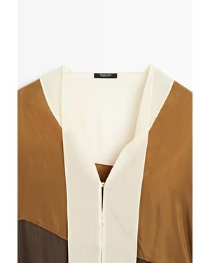 MASSIMO DUTTI Camisa Fluida Tricolor - Neutro