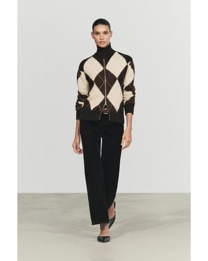 MASSIMO DUTTI Cardigan Con Cerniera, Rombi E Lana - Multicolore