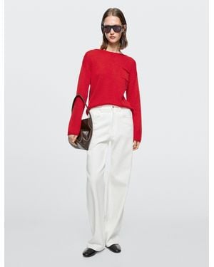 MASSIMO DUTTI High-Waist Wide-Leg Jeans - Red