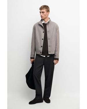 MASSIMO DUTTI Wool Blend Double-Knit High Neck Jacket - Gray