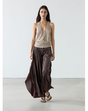 MASSIMO DUTTI Wide-Leg Pleated Pants With Side Vents - White